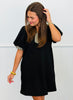Black Gingham Trim Mini Shift Dress (Reg & Plus)