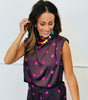 Polka Dot Cowl Mock Neck Sleeveless Top (Reg.) - 4 Colors
