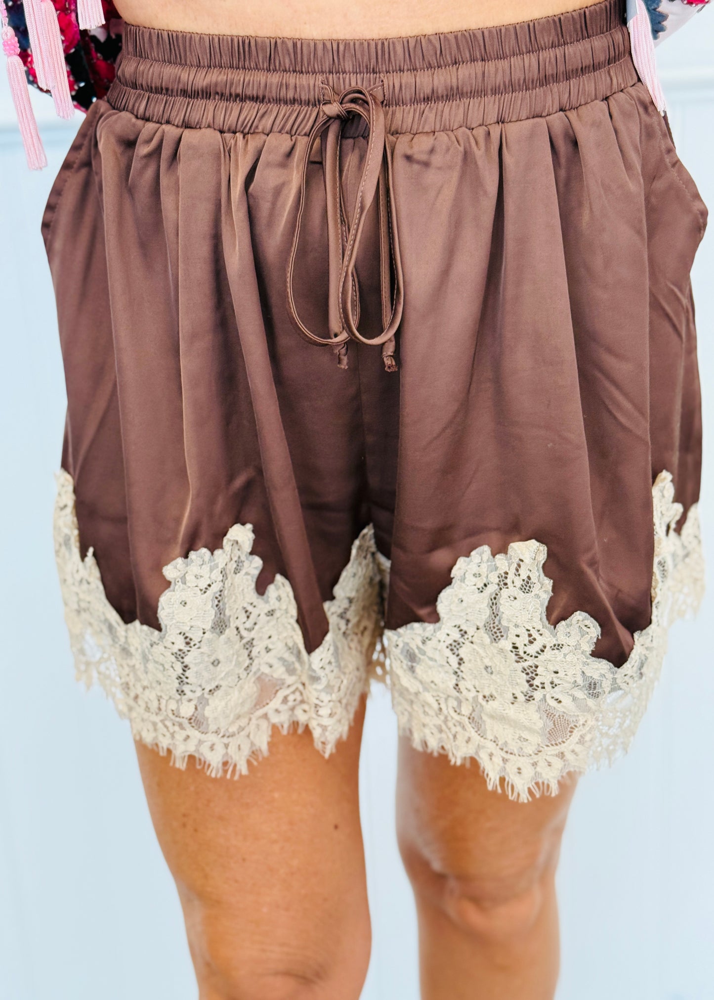 Waist Tie Lace Trim Shorts (Reg.) - 3 Colors