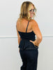 Dark Denim Strappy Peplum Jumpsuit (Reg.)