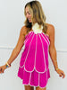 Fuchsia Shell Panel Linen Halter Top (Reg.)