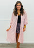 Rose Pink Shimmer Sheer Longline Top (Reg. and Plus)