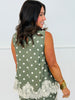 Sleeveless Scallop Lace Trim Polka Dot Top (Reg.)- 3 Colors