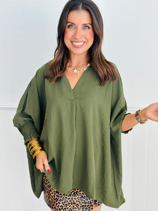 Olive Go With The Flow Blouse (Reg & Plus)