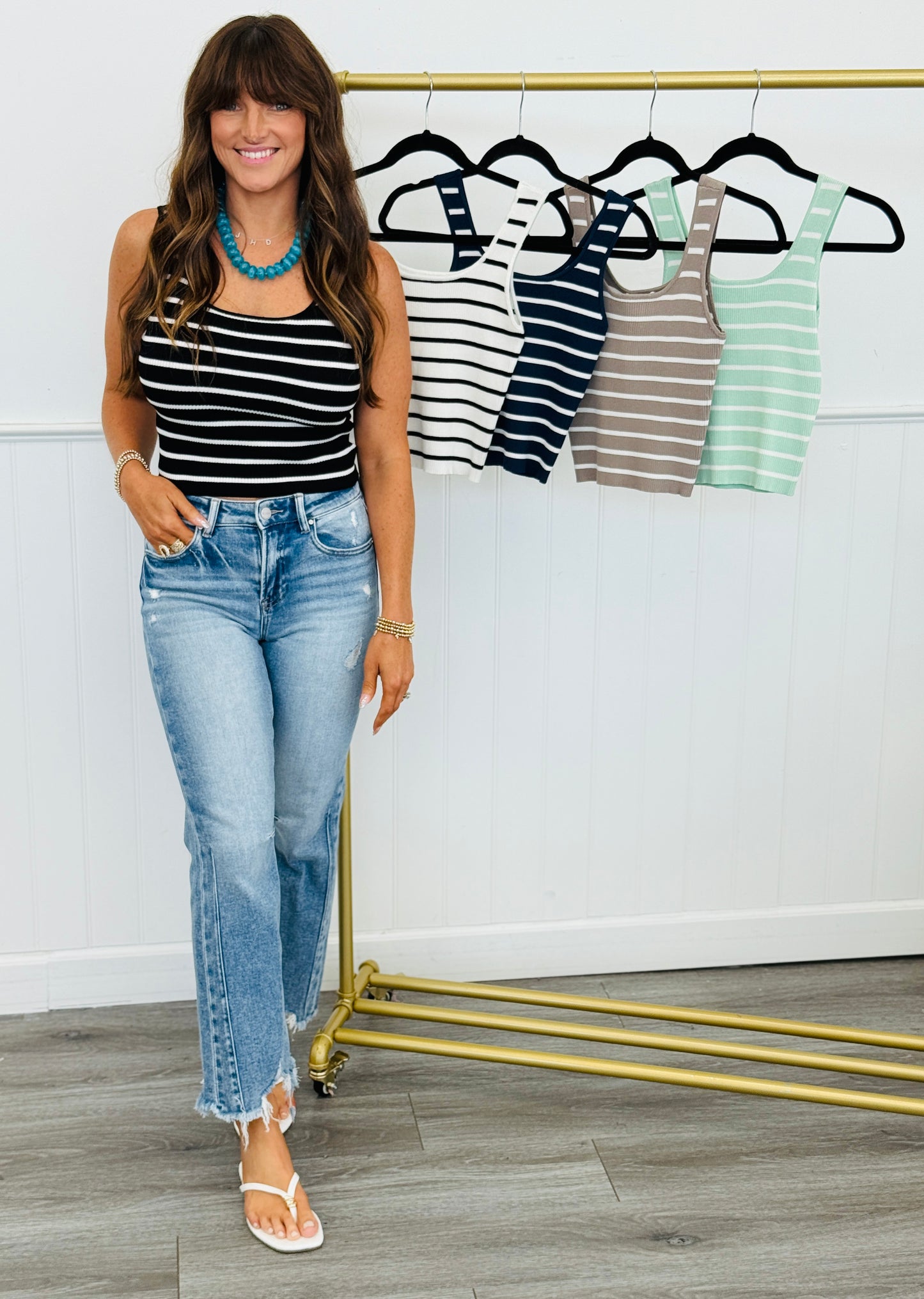 Solid Striped Ribbed Tank Top (Reg.)- 5 Colors