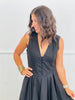 Black Sleeveless V-Neck Midi Dress (Reg.)