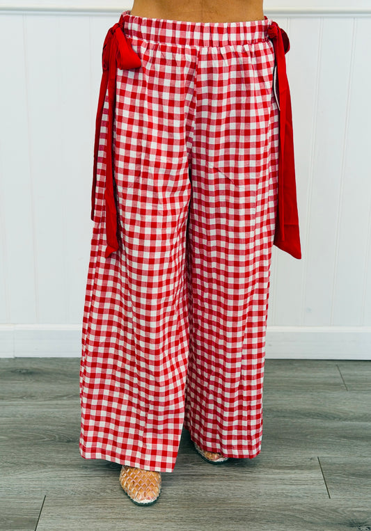 Red Checkered Pants with Flowing Red Sash (Reg)