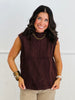 Brown Cable Detail Sleeveless Sweater Top (Reg.)