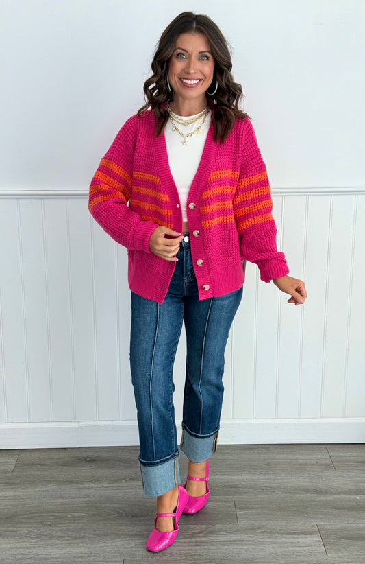 Pink Waffle Knit Cardigan (Reg.)