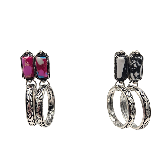 Aztec Marble Stone Dangle Earrings (2 colors)