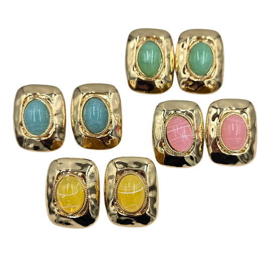 Gold & Marble Rectangle Earrings (4 colors)