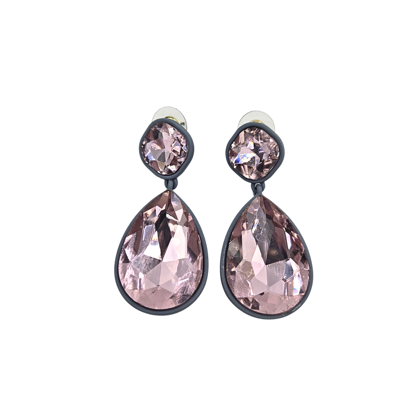 Pink Teardrop Bling Earrings