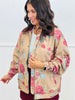 Tan Multi Contrast Floral Zip Up Jacket (Reg.)
