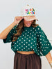 Hunter Green Polka Dot Sweater Top (Reg & Plus)