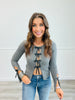 Lace Up Ribbon Sweater Top (Reg)-3 Colors