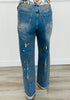 Denim Rhinestone Studded Pants (Reg.)