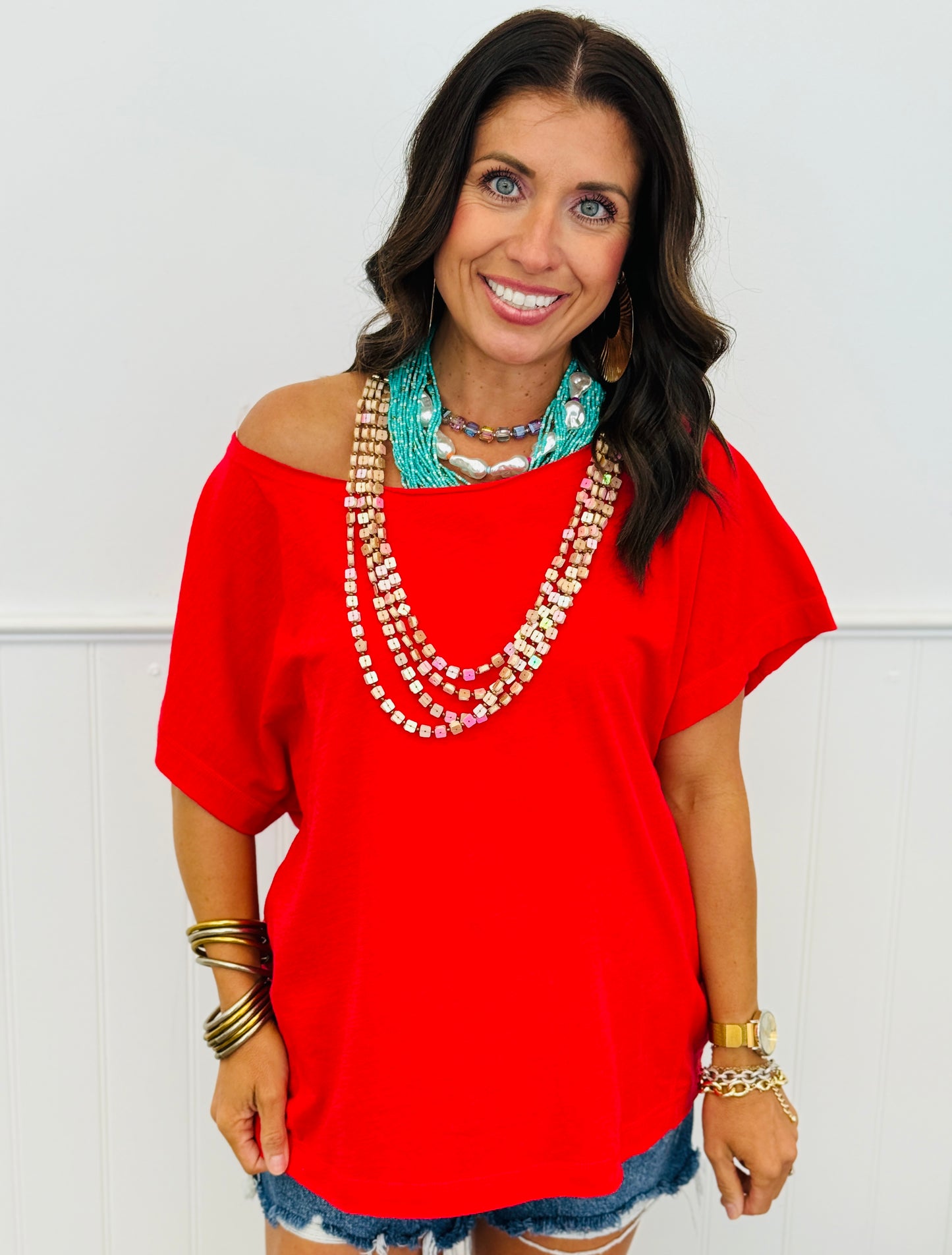 Cotton Slub Boat Neck Tee (Reg.)-8 Colors