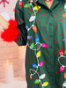 Queen Of Sparkles Dk Green Multi Christmas Lights Feather Trim Midi Dress (Reg. and Plus)