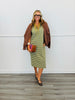 Olive Striped Collared Midi Dress (Reg.)