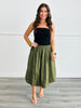 Black/Olive Strapless Midi Dress (Reg)