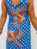 Queen Of Sparkles Blue & White Polka Dot Bird Midi Dress (Reg & Plus)