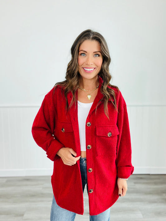 Cozy Up Dark Red Shacket (Reg.)