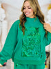 Queen Of Sparkles Green Card Logo Mock Neck Sweatshirt (Reg. and Plus)