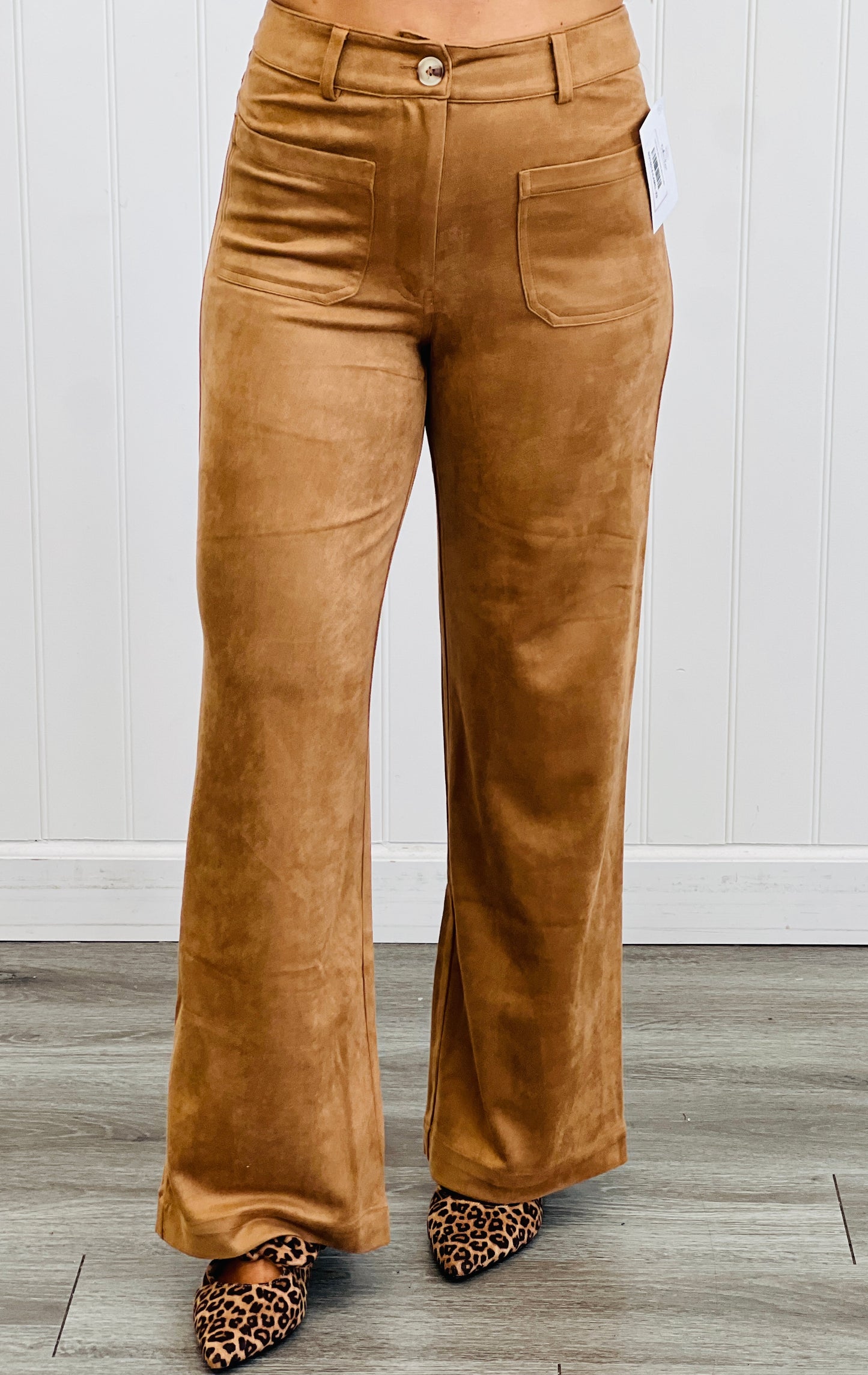 Faux Suede Wide Leg Pants (Reg.)-3 Colors