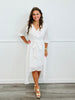 White Eyelet Wrap Style High-Low Dress (Reg. & Plus)