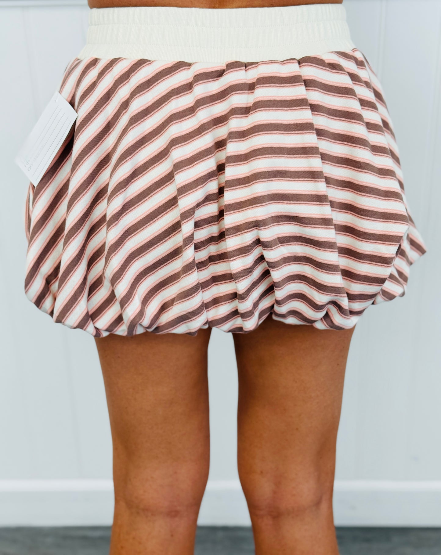 Brown/Pink Stripe Bubble Mini Skirt (Reg.)