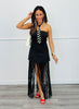 Black Strapless Fringe Hem Mini Dress (Reg.)