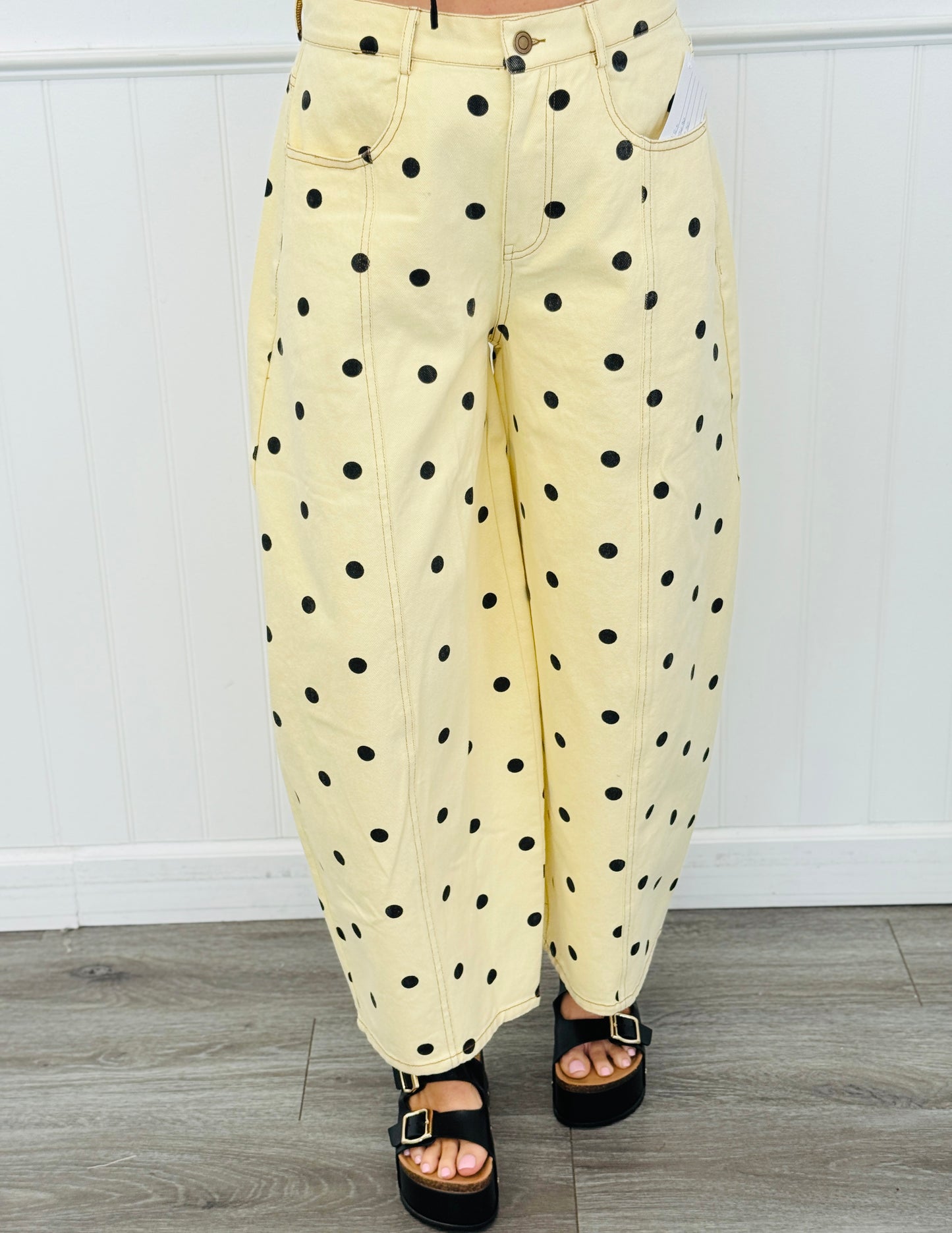 Yellow/Black Polka Dot Wide Leg Pants (Reg.)