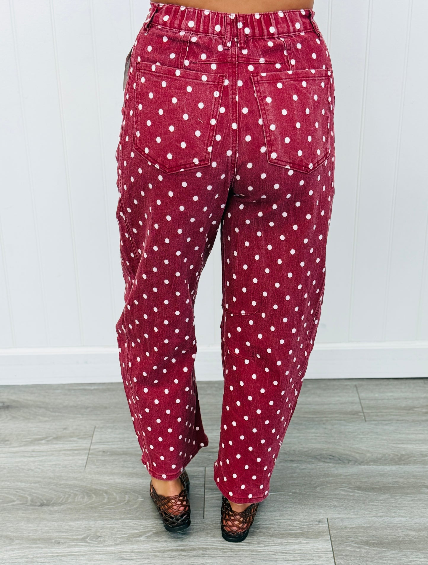 Burgundy Polka Dot Barrel Pants (Reg. and Plus)