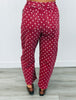 Burgundy Polka Dot Barrel Pants (Reg. and Plus)