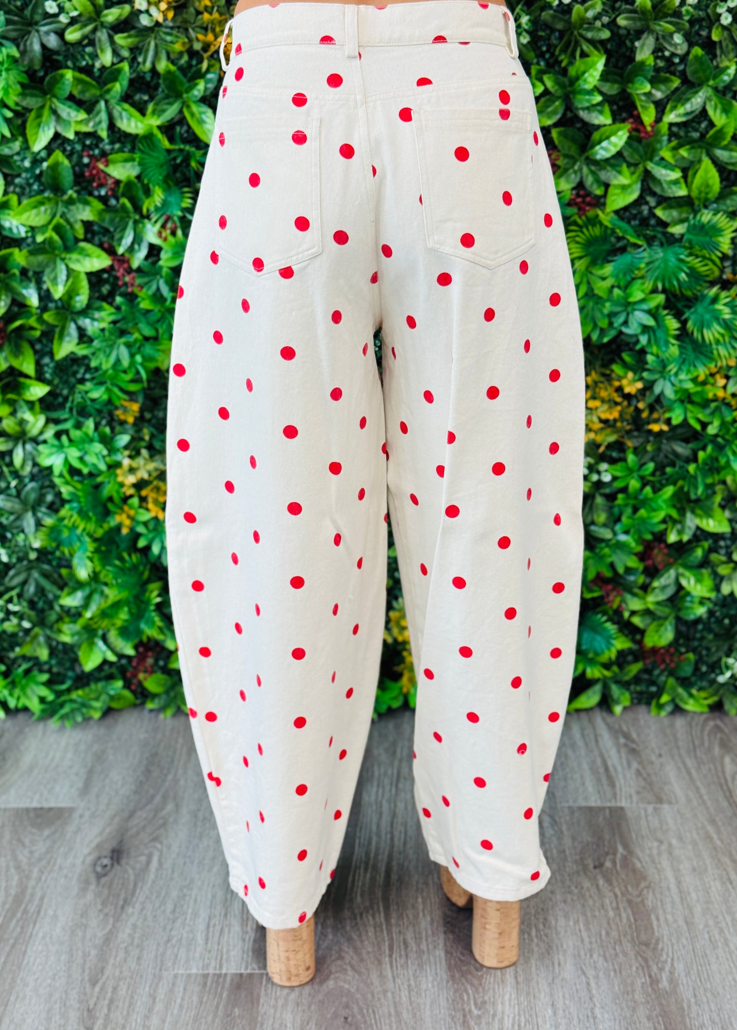 Cream/Red Polka Dot Wide Leg Pants (Reg.)