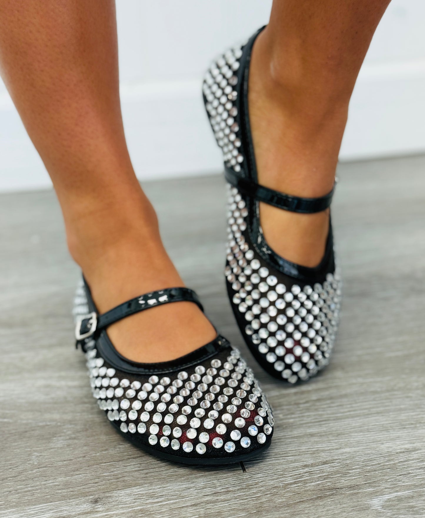 Black Dazzling Nights Mary Jane Flats