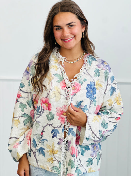 POL Cream Floral Sweater Cardigan (Reg.)