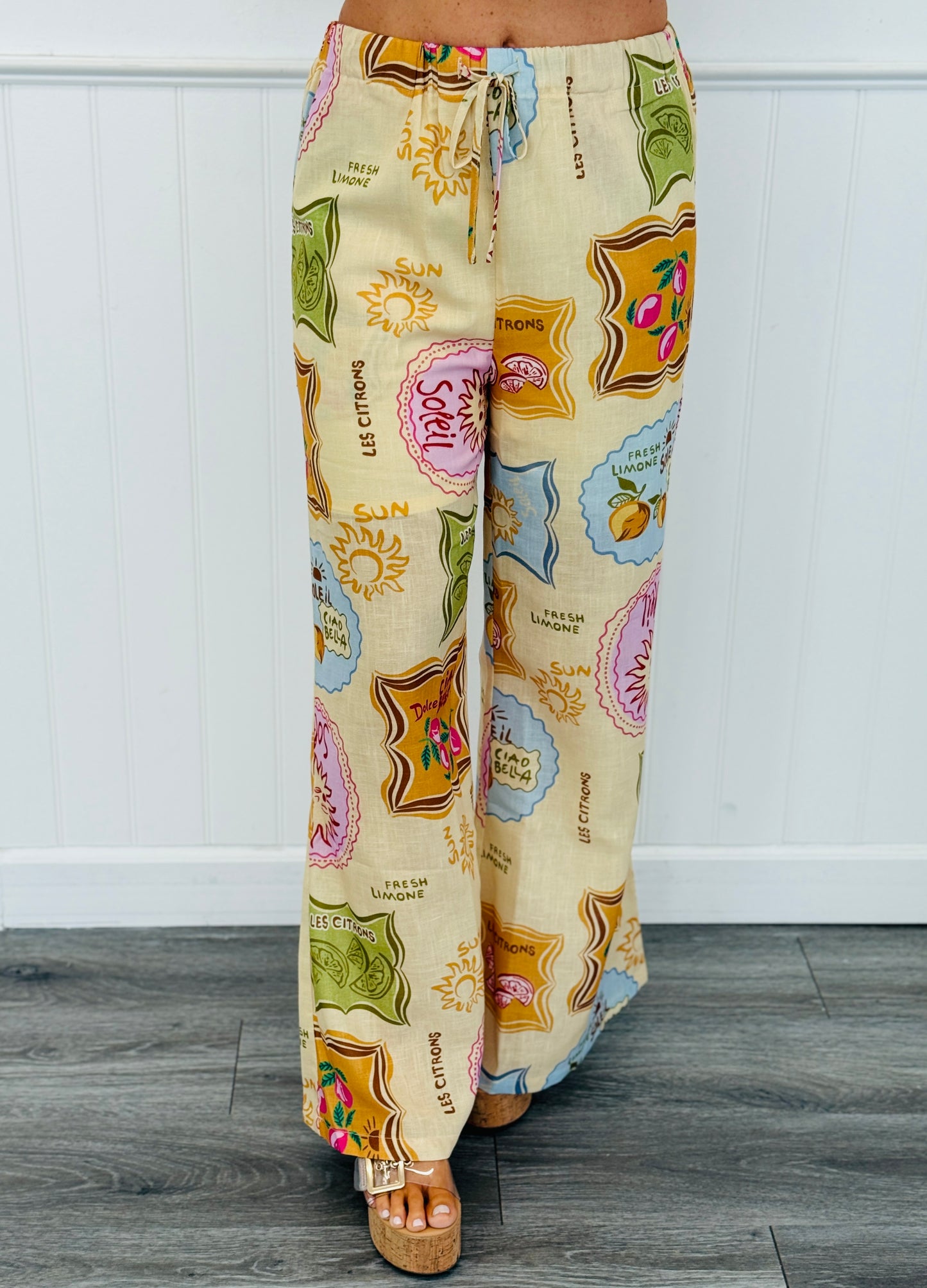 Vanilla Printed V-Neck Duster Top & Pants Set (Reg. and Plus)