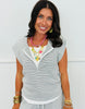 White Striped Knit Top & Pant Set (Reg & Plus)