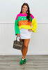Multi Colored Wide Stripe Happy Face Sweater (Reg. and Plus)