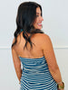 Denim/Cream Striped Slim Tube & Wide Leg Pant Set (Reg.)