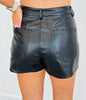 Black Faux Leather Asymmetrical Skort (Reg.)