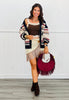 Washed Camel Denim Fringe Wrap Mini Skirt (Reg.)