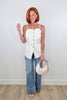 Striped Linen Blend Tie Back Top (Reg.)-2 Colors