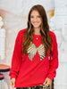Red Sequin Christmas Bow Long Sleeve Top (Reg & Plus)
