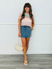 Beige Deer Print Mesh Short Sleeve Top (Reg. and Plus)