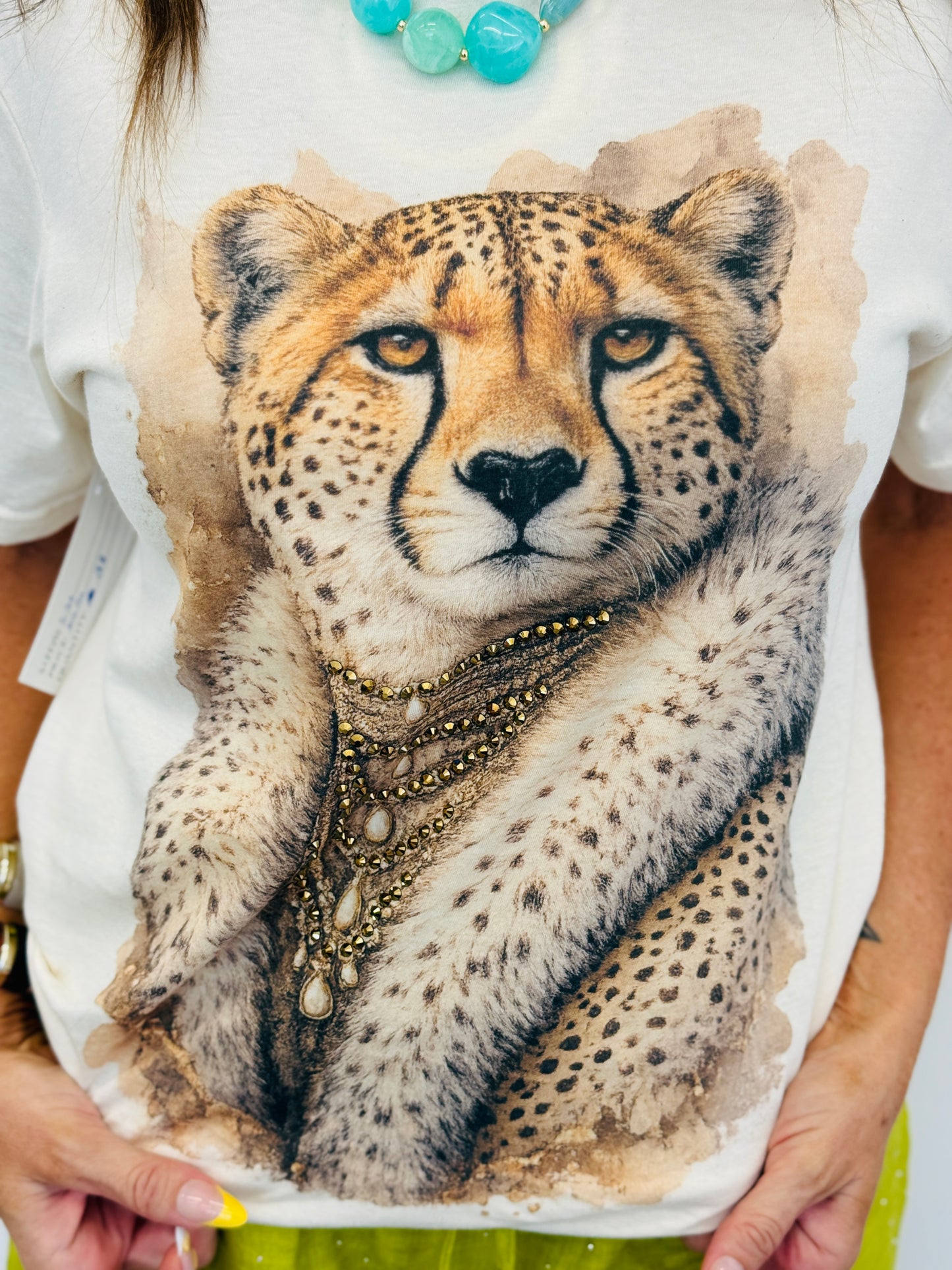 Leopard Fur Coat Bling Tee (Reg. and Plus)