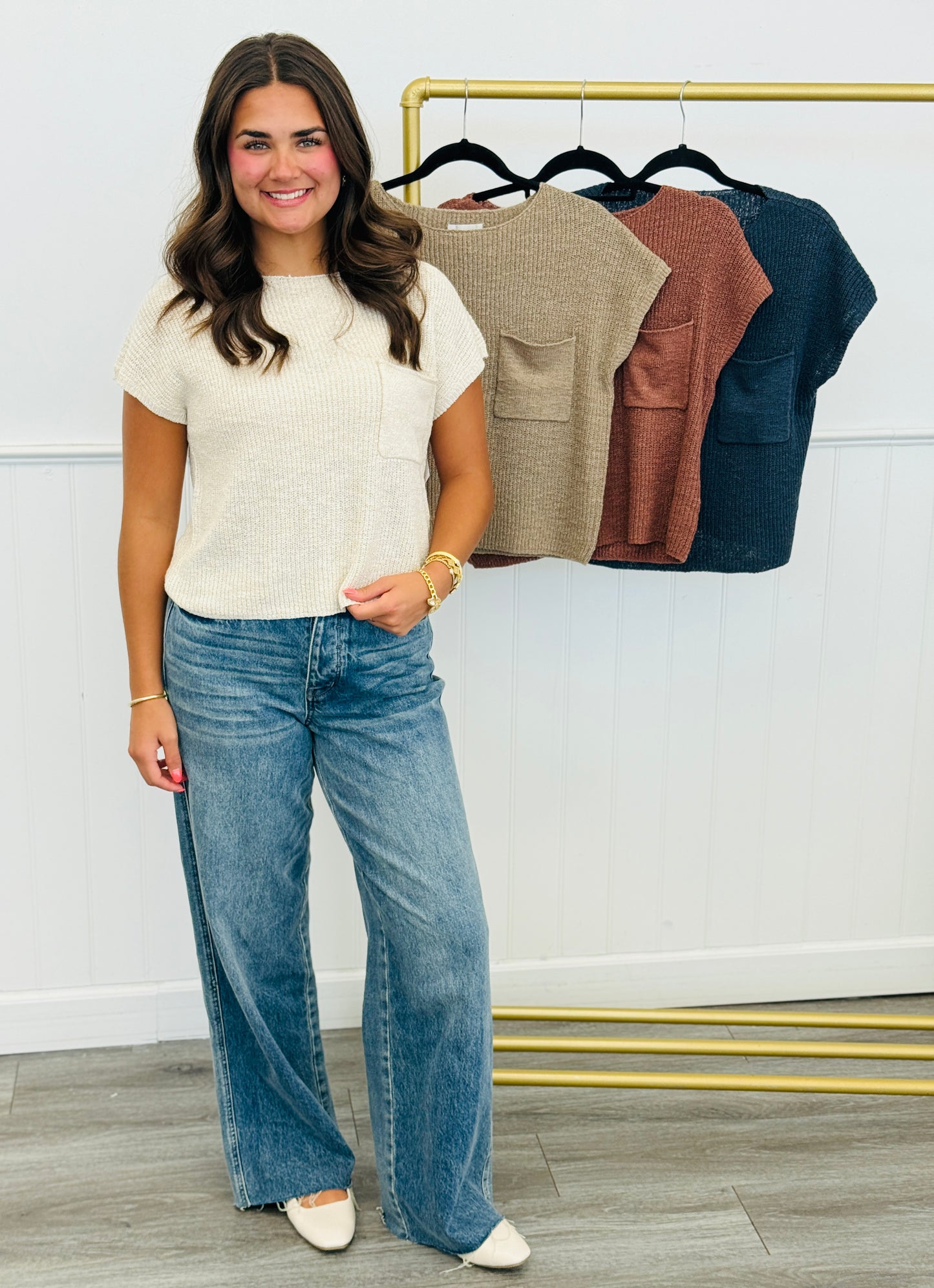 Chest Pocket Sweater Knit Top (Reg. and Plus) - 4 Colors
