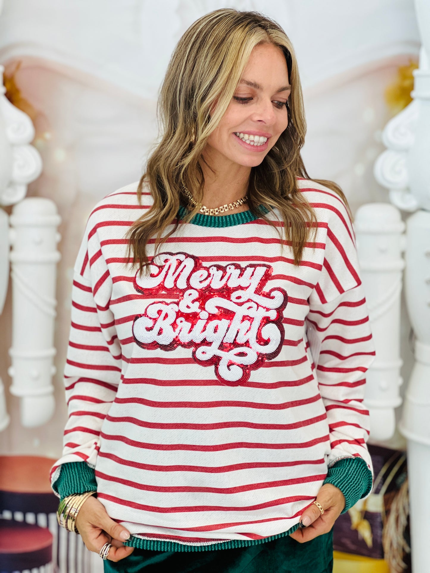 Striped Merry & Bright Pullover Top (Reg & Plus)