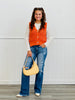 Orange Textured Knit Button Up Vest (Reg. and Plus)